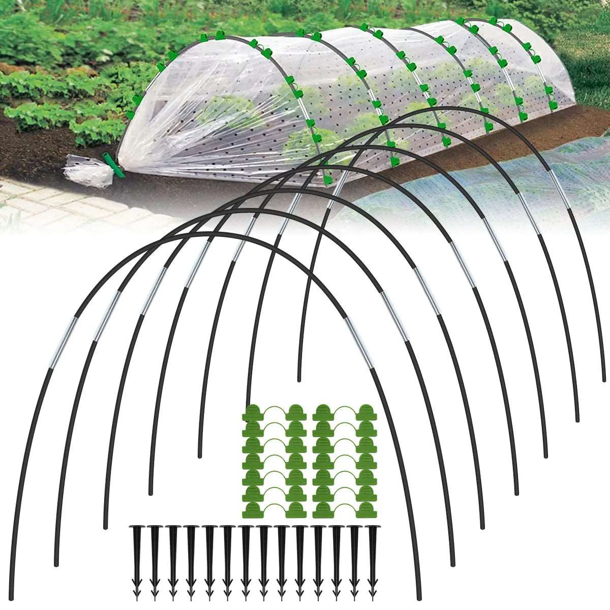 Greenhouse Plant Hoops Set Reusable Fibreglass Grow Tunnel