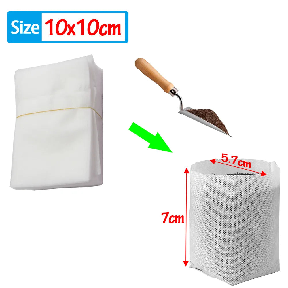 100-500Pcs Nursery Plant Grow Bags Non-woven Fabric Bags 