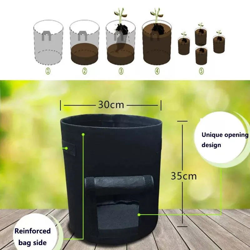 3 Size Felt Plant Strong Grow Vegetable Growing Bags