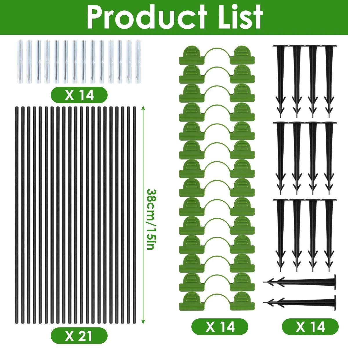 Greenhouse Plant Hoops Set Reusable Fibreglass Grow Tunnel