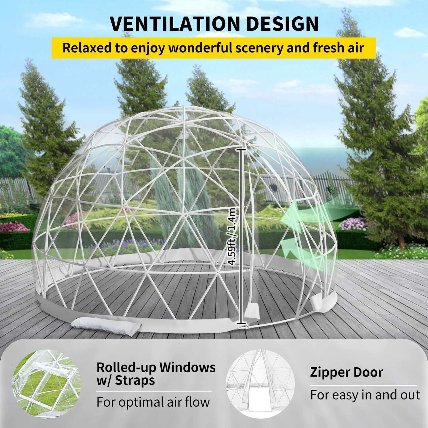 Cover Geodesic Greenhouse Dome for Outdoor Sunbubble