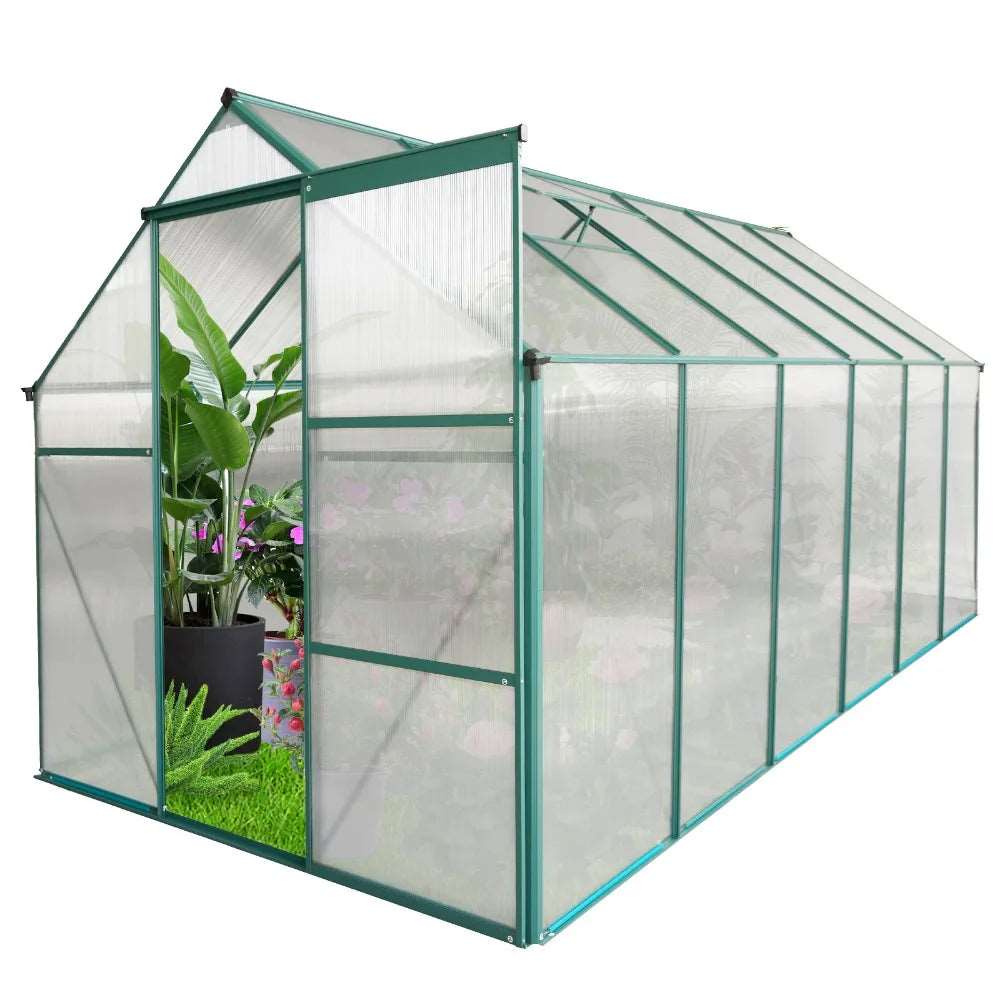 Raised Base and Anchor Aluminum Heavy Duty Polycarbonate Greenhouse