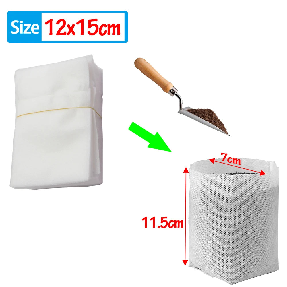 100-500Pcs Nursery Plant Grow Bags Non-woven Fabric Bags 
