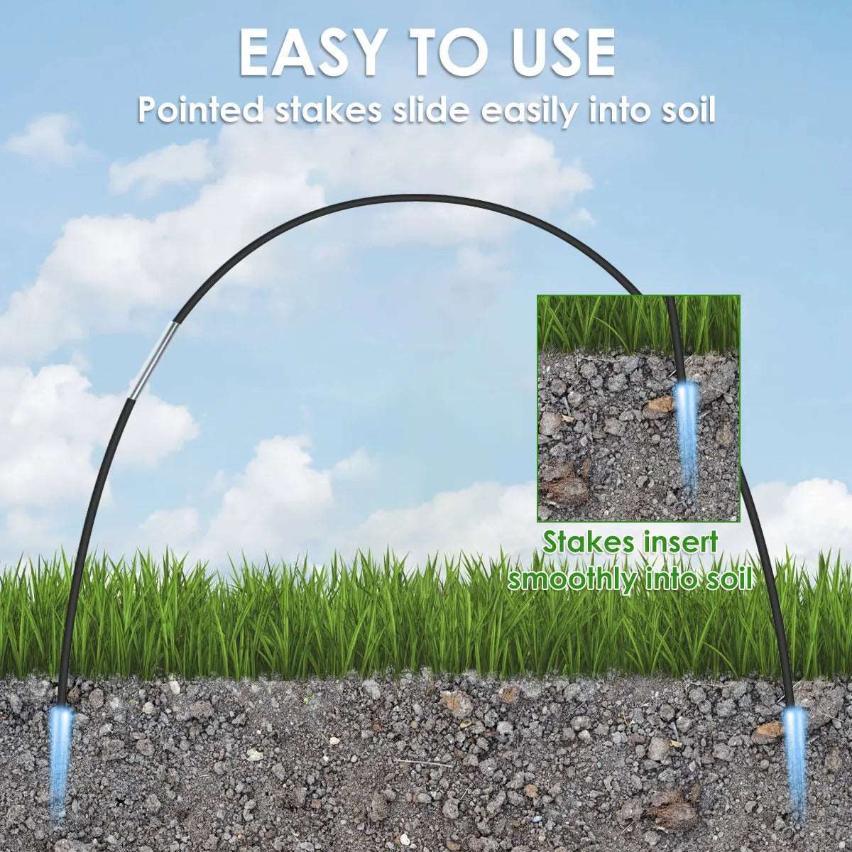 Greenhouse Plant Hoops Set Reusable Fibreglass Grow Tunnel