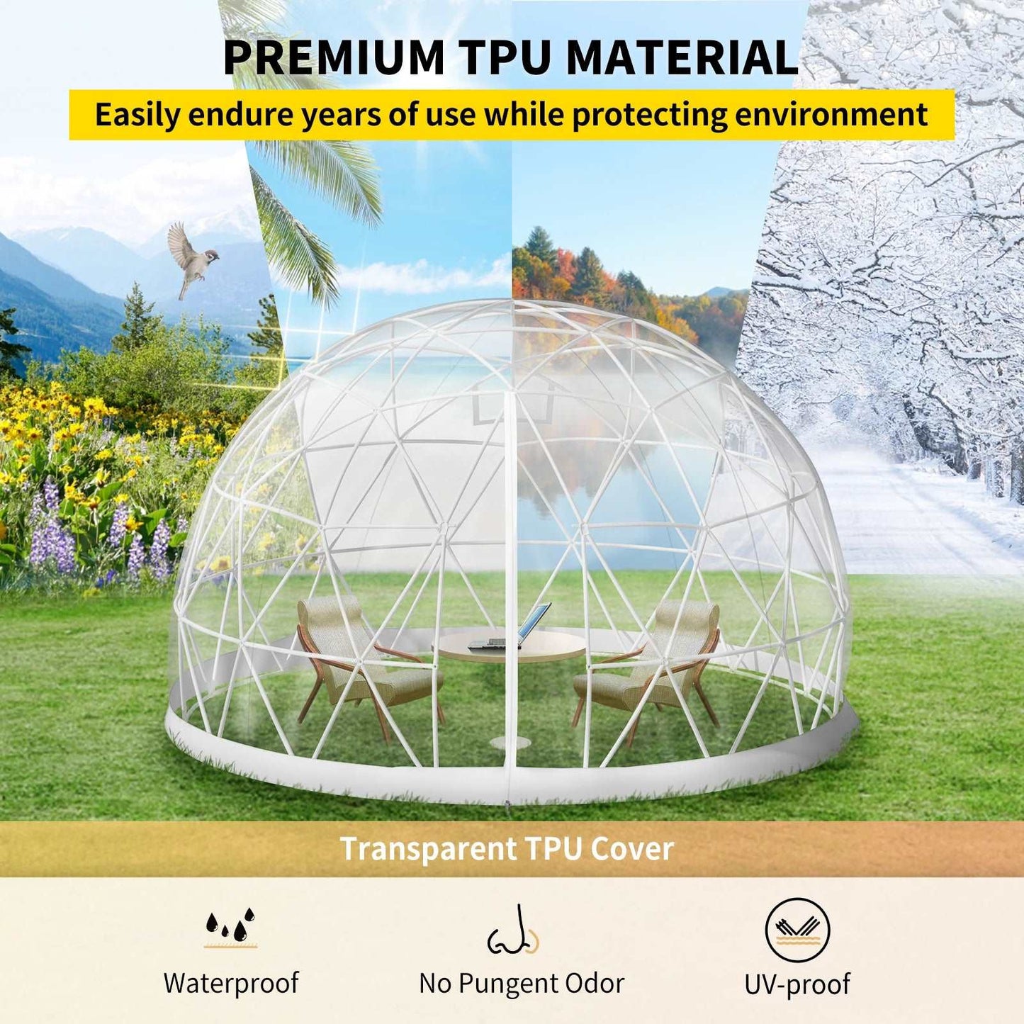 Cover Geodesic Greenhouse Dome for Outdoor Sunbubble