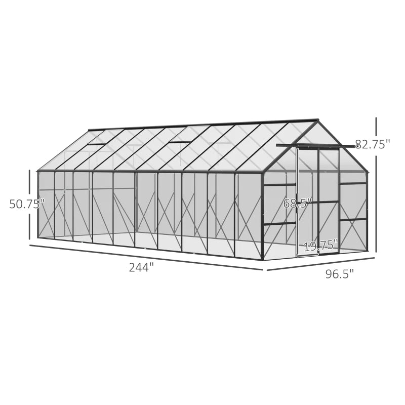 Aluminum Polycarbonate Walk-in Garden Greenhouse