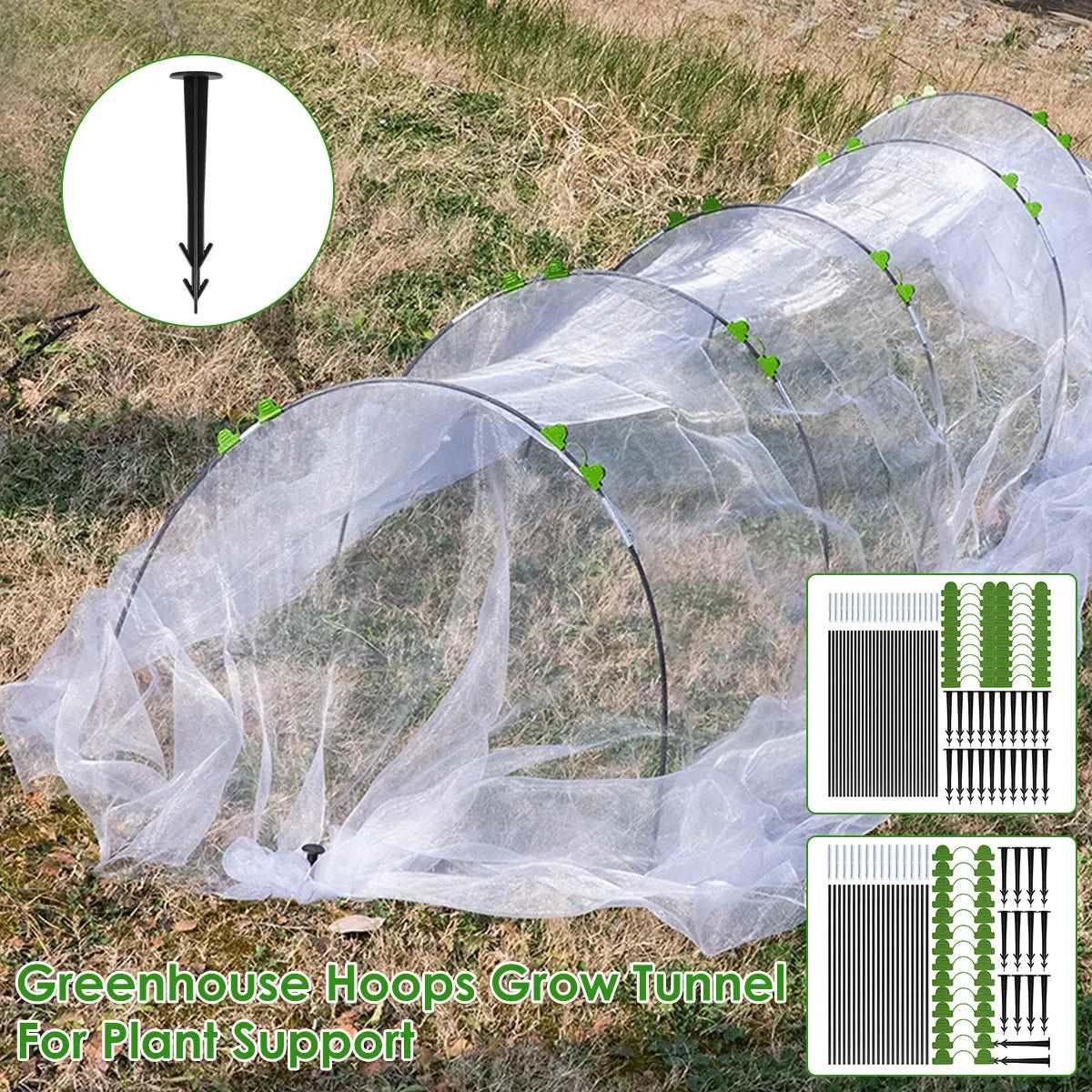 Greenhouse Plant Hoops Set Reusable Fibreglass Grow Tunnel