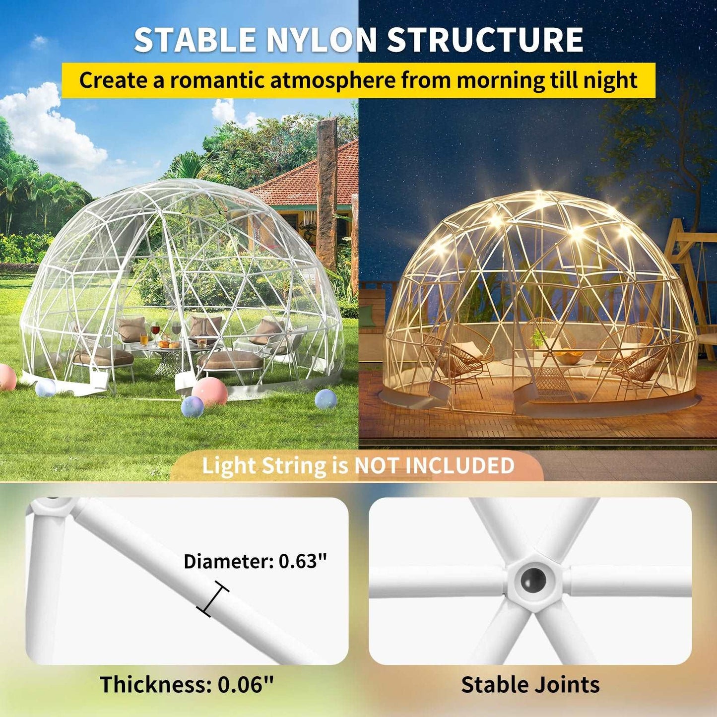 Cover Geodesic Greenhouse Dome for Outdoor Sunbubble