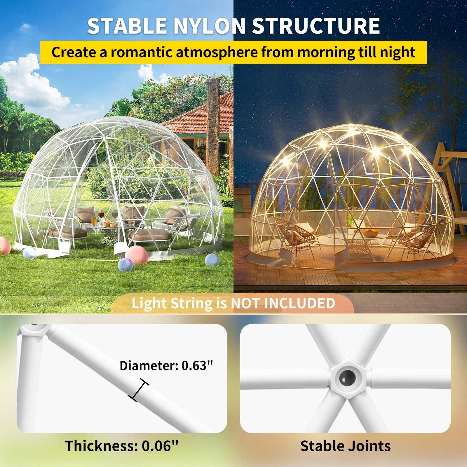 Cover Geodesic Greenhouse Dome for Outdoor Sunbubble