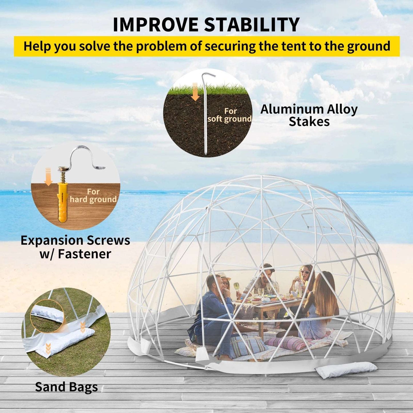Cover Geodesic Greenhouse Dome for Outdoor Sunbubble