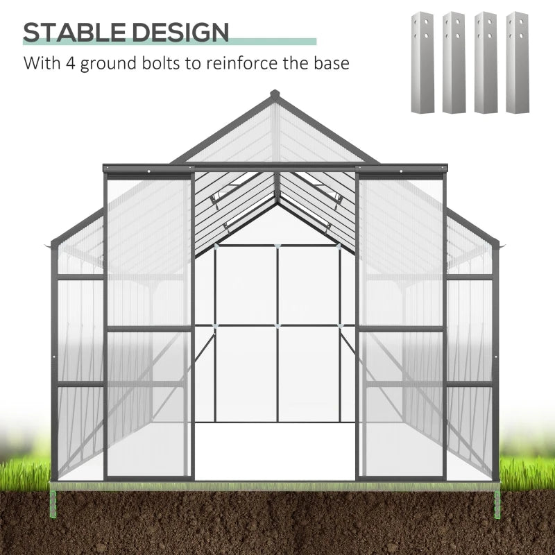 Aluminum Polycarbonate Walk-in Garden Greenhouse