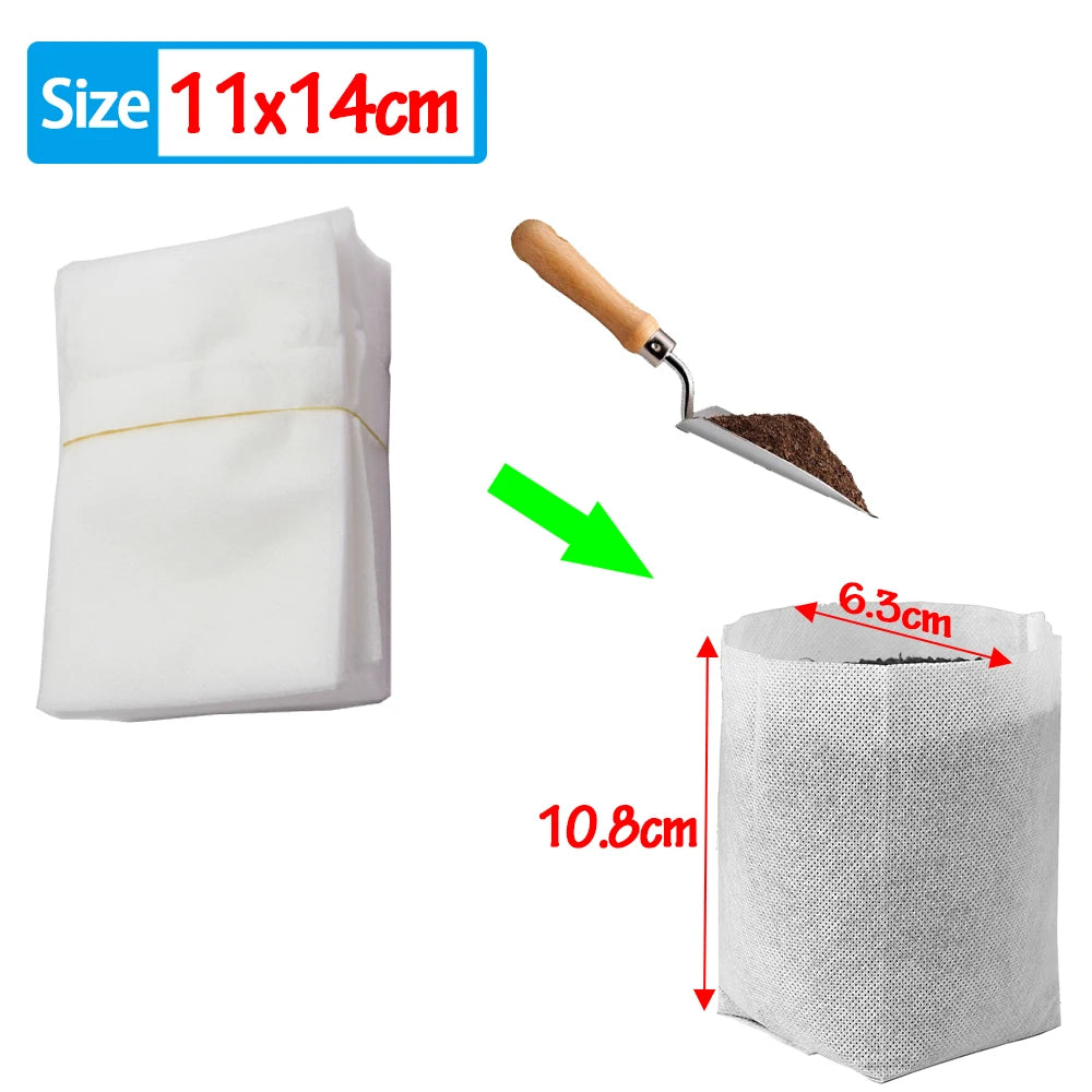 100-500Pcs Nursery Plant Grow Bags Non-woven Fabric Bags 