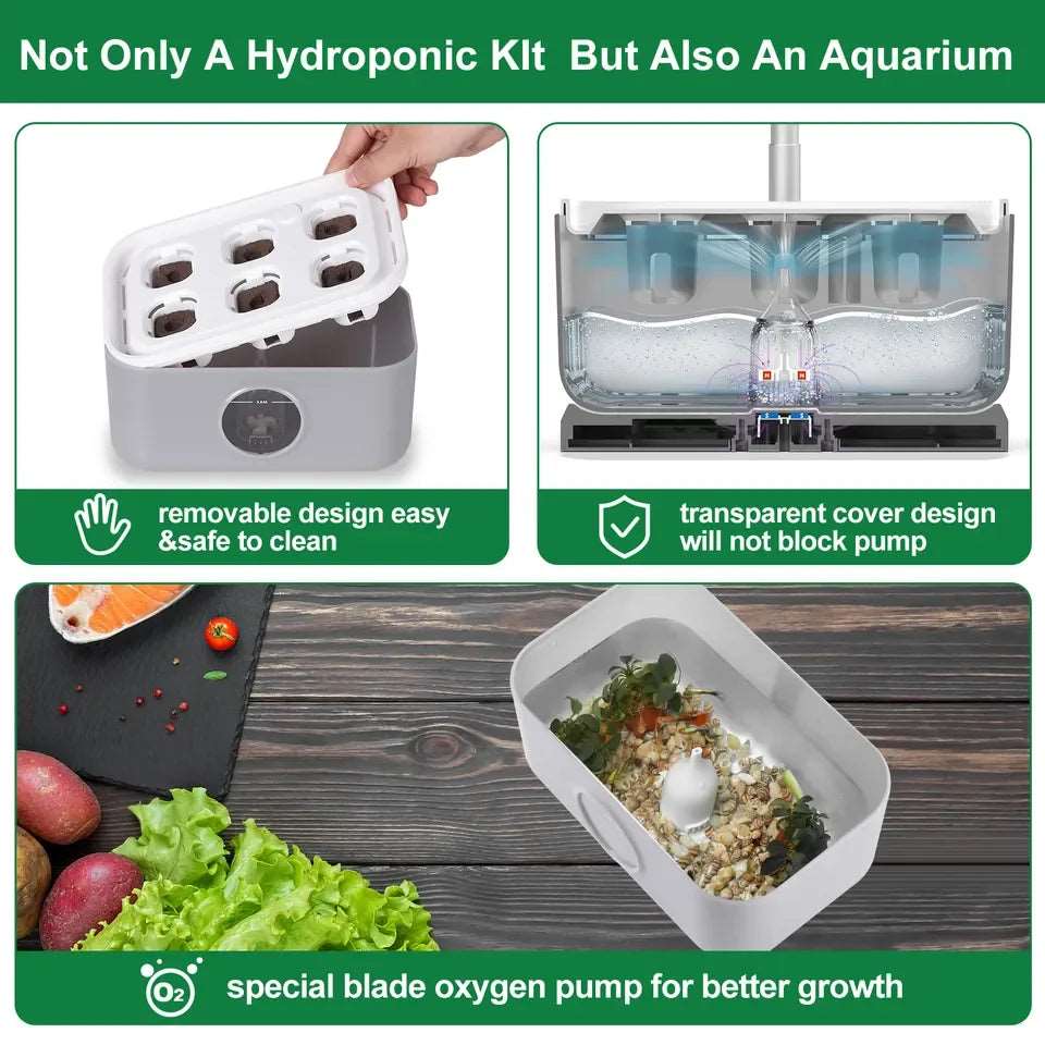 Hydroponics System WITH 6 Pods Indoor Vegetable Herb Flower Garden Kit