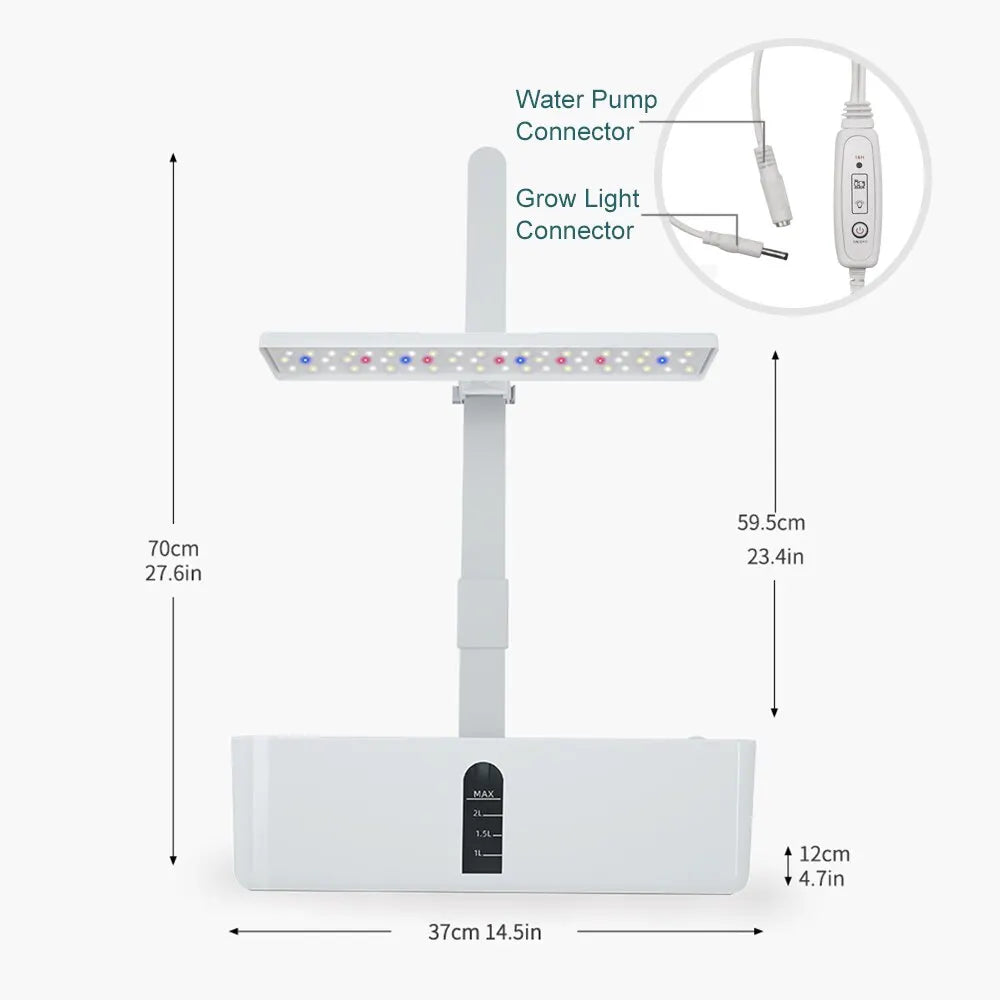 Hydroponics 15W LED Grow Lights 2L Water Tank